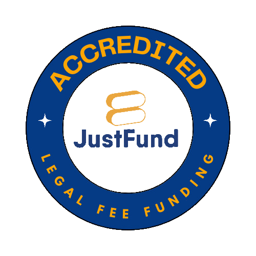 JustFund accredited legal fee funding badge